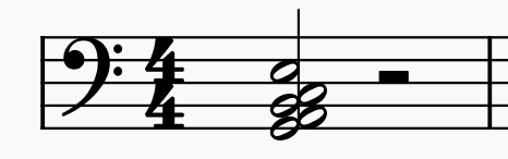 Chord in bass clef with G, A, B, C, and E notes